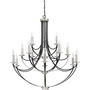 Quoizel Alana 41in 15-Light Chandelier | Glam Mystic Black and Brushed Nickel | Dining Room & Foyer | 41 x 41 x 43 in | Model ANA5015K