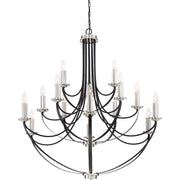 Quoizel Alana 41in 15-Light Chandelier | Glam Mystic Black and Brushed Nickel | Dining Room & Foyer | 41 x 41 x 43 in | Model ANA5015K