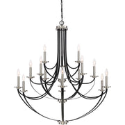 Quoizel Alana 41in 15-Light Chandelier | Glam Mystic Black and Brushed Nickel | Dining Room & Foyer | 41 x 41 x 43 in | Model ANA5015K