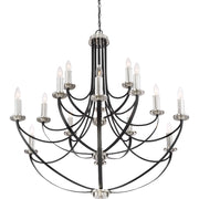 Quoizel Alana 41in 15-Light Chandelier | Glam Mystic Black and Brushed Nickel | Dining Room & Foyer | 41 x 41 x 43 in | Model ANA5015K