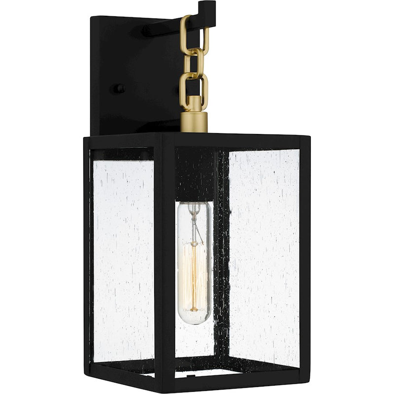 Quoizel Anchorage 1 Light Outdoor Lantern, Black/Clear Seedy