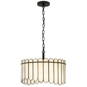 Quoizel Annabelle 16in 3-Light Pendant | Transitional Matte Black and White Art Glass | Kitchen Island & Dining Room | Model ANN1816MBK