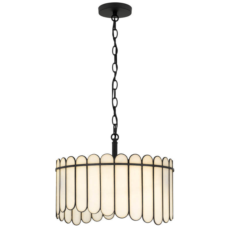 Quoizel Annabelle 16in 3-Light Pendant | Transitional Matte Black and White Art Glass | Kitchen Island & Dining Room | Model ANN1816MBK