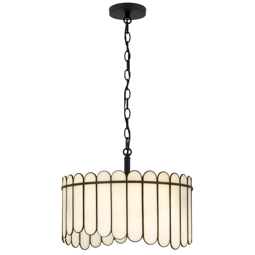 Quoizel Annabelle 16in 3-Light Pendant | Transitional Matte Black and White Art Glass | Kitchen Island & Dining Room | Model ANN1816MBK