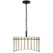 Quoizel Annabelle 16in 3-Light Pendant | Transitional Matte Black and White Art Glass | Kitchen Island & Dining Room | Model ANN1816MBK