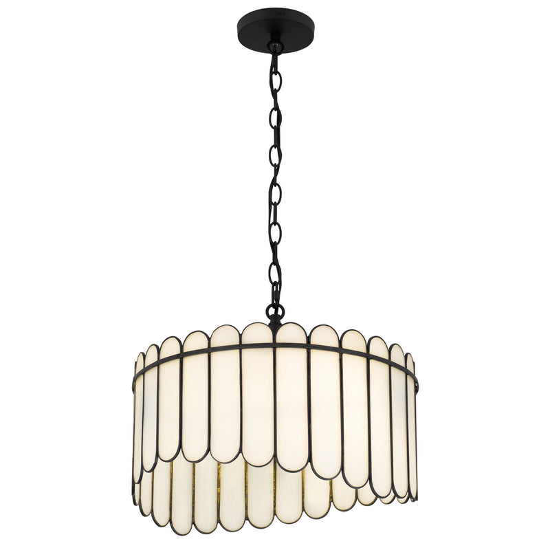 Quoizel Annabelle 16in 3-Light Pendant | Transitional Matte Black and White Art Glass | Kitchen Island & Dining Room | Model ANN1816MBK