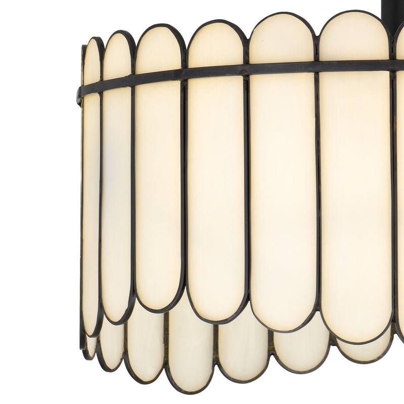 Quoizel Annabelle 16in 3-Light Pendant | Transitional Matte Black and White Art Glass | Kitchen Island & Dining Room | Model ANN1816MBK
