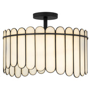 Quoizel Annabelle 16in 3-Light Pendant | Transitional Matte Black and White Art Glass | Kitchen Island & Dining Room | Model ANN1816MBK