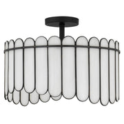 Quoizel Annabelle 16in 3-Light Pendant | Transitional Matte Black and White Art Glass | Kitchen Island & Dining Room | Model ANN1816MBK