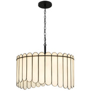 Quoizel Annabelle 24in 4-Light Pendant | Transitional Matte Black and White Art Glass | Kitchen Island & Dining Room | Model ANN2824MBK