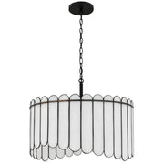 Quoizel Annabelle 24in 4-Light Pendant | Transitional Matte Black and White Art Glass | Kitchen Island & Dining Room | Model ANN2824MBK