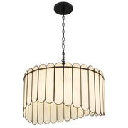 Quoizel Annabelle 24in 4-Light Pendant | Transitional Matte Black and White Art Glass | Kitchen Island & Dining Room | Model ANN2824MBK