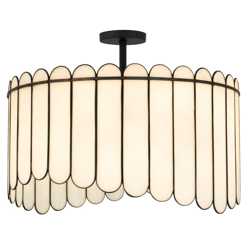 Quoizel Annabelle 24in 4-Light Pendant | Transitional Matte Black and White Art Glass | Kitchen Island & Dining Room | Model ANN2824MBK
