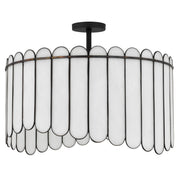 Quoizel Annabelle 24in 4-Light Pendant | Transitional Matte Black and White Art Glass | Kitchen Island & Dining Room | Model ANN2824MBK