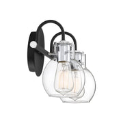 Quoizel Andrews 14in 2-Light Vanity Light | Industrial Earth Black and Clear Glass | Bathroom Vanity & Powder Room | 14 x 7 x 9 in | Model ANW8602EK