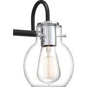 Quoizel Andrews 22in 3-Light Vanity Light | Industrial Earth Black and Clear Glass | Bathroom Vanity & Powder Room | 22 x 7 x 9 in | Model ANW8603EK