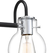 Quoizel Andrews 22in 3-Light Vanity Light | Industrial Earth Black and Clear Glass | Bathroom Vanity & Powder Room | 22 x 7 x 9 in | Model ANW8603EK
