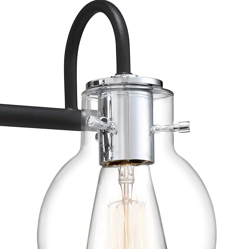 Quoizel Andrews 22in 3-Light Vanity Light | Industrial Earth Black and Clear Glass | Bathroom Vanity & Powder Room | 22 x 7 x 9 in | Model ANW8603EK