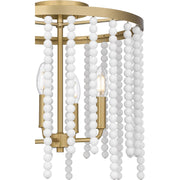 Quoizel Apelle 15in 4-Light Semi-Flush Mount | Glam Aged Brass and White Wood Beads | Bedroom & Hallway Ceiling Light | Model APE1716AB