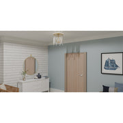 Quoizel Apelle 15in 4-Light Semi-Flush Mount | Glam Aged Brass and White Wood Beads | Bedroom & Hallway Ceiling Light | Model APE1716AB