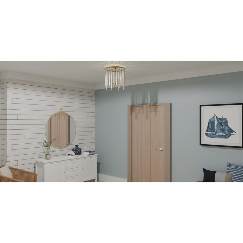 Quoizel Apelle 15in 4-Light Semi-Flush Mount | Glam Aged Brass and White Wood Beads | Bedroom & Hallway Ceiling Light | Model APE1716AB
