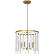 Quoizel Apelle 15in 4-Light Pendant | Glam Aged Brass and White Wood Bead | Kitchen Island & Dining Room | 15.25 x 15.25 x 15 in | Model APE2816AB