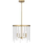 Quoizel Apelle 15in 4-Light Pendant | Glam Aged Brass and White Wood Bead | Kitchen Island & Dining Room | 15.25 x 15.25 x 15 in | Model APE2816AB