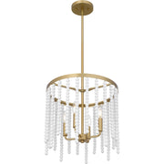 Quoizel Apelle 15in 4-Light Pendant | Glam Aged Brass and White Wood Bead | Kitchen Island & Dining Room | 15.25 x 15.25 x 15 in | Model APE2816AB