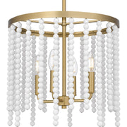 Quoizel Apelle 15in 4-Light Pendant | Glam Aged Brass and White Wood Bead | Kitchen Island & Dining Room | 15.25 x 15.25 x 15 in | Model APE2816AB