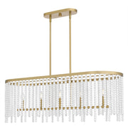 Quoizel Apelle 41in 5-Light Island Chandelier | Glam Aged Brass and White Wood Bead | Kitchen Island & Dining Room | Model APE542AB