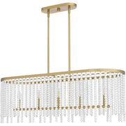 Quoizel Apelle 41in 5-Light Island Chandelier | Glam Aged Brass and White Wood Bead | Kitchen Island & Dining Room | Model APE542AB