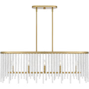 Quoizel Apelle 41in 5-Light Island Chandelier | Glam Aged Brass and White Wood Bead | Kitchen Island & Dining Room | Model APE542AB
