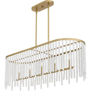Quoizel Apelle 41in 5-Light Island Chandelier | Glam Aged Brass and White Wood Bead | Kitchen Island & Dining Room | Model APE542AB