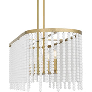 Quoizel Apelle 41in 5-Light Island Chandelier | Glam Aged Brass and White Wood Bead | Kitchen Island & Dining Room | Model APE542AB