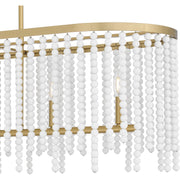 Quoizel Apelle 41in 5-Light Island Chandelier | Glam Aged Brass and White Wood Bead | Kitchen Island & Dining Room | Model APE542AB