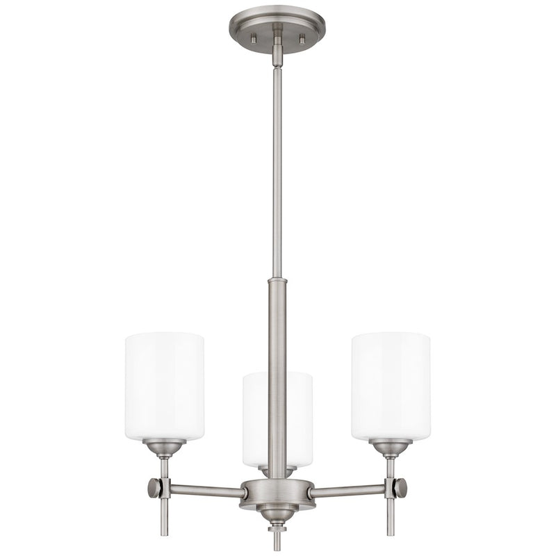 Quoizel Aria 3 Light Pendant, Antique Polished Nickel/Opal