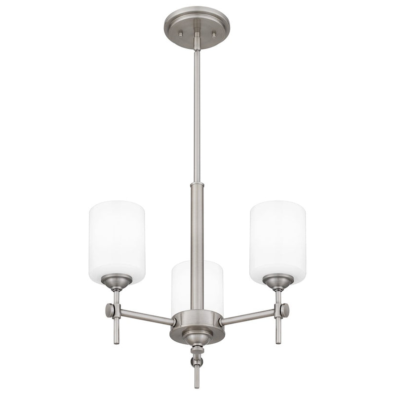 Quoizel Aria 3 Light Pendant, Antique Polished Nickel/Opal