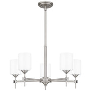 Quoizel Aria 5 Light Chandelier, Antique Polished Nickel/Opal