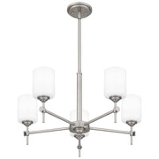 Quoizel Aria 5 Light Chandelier, Antique Polished Nickel/Opal