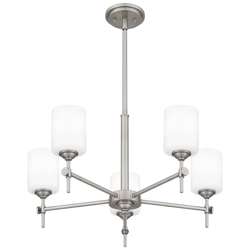 Quoizel Aria 5 Light Chandelier, Antique Polished Nickel/Opal