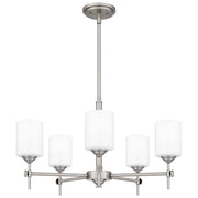 Quoizel Aria 5 Light Chandelier, Antique Polished Nickel/Opal