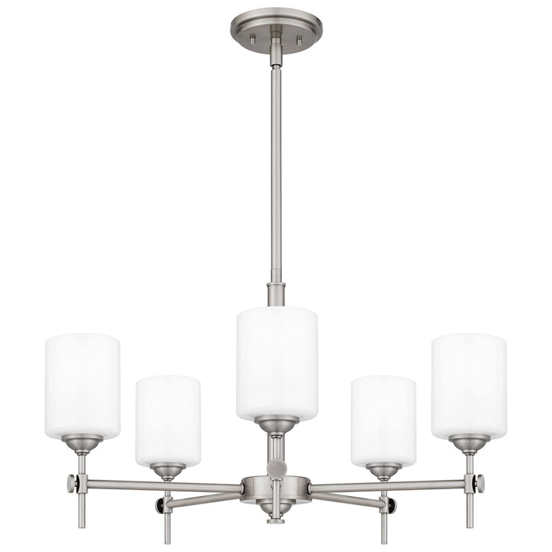 Quoizel Aria 5 Light Chandelier, Antique Polished Nickel/Opal