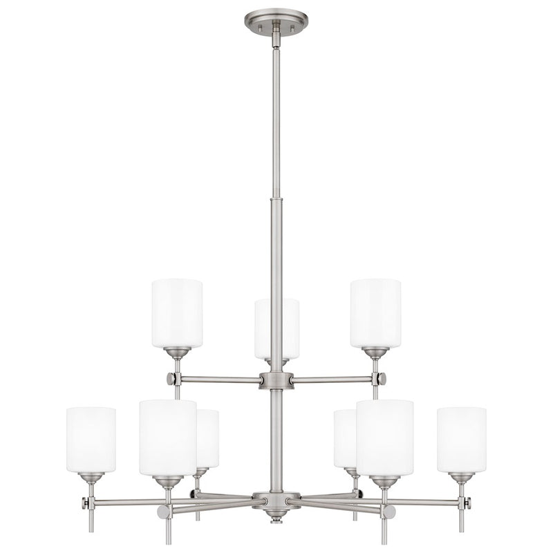 Quoizel Aria 9 Light Chandelier, Antique Polished Nickel/Opal