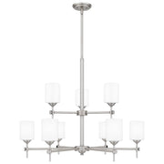 Quoizel Aria 9 Light Chandelier, Antique Polished Nickel/Opal