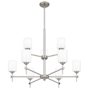 Quoizel Aria 9 Light Chandelier, Antique Polished Nickel/Opal