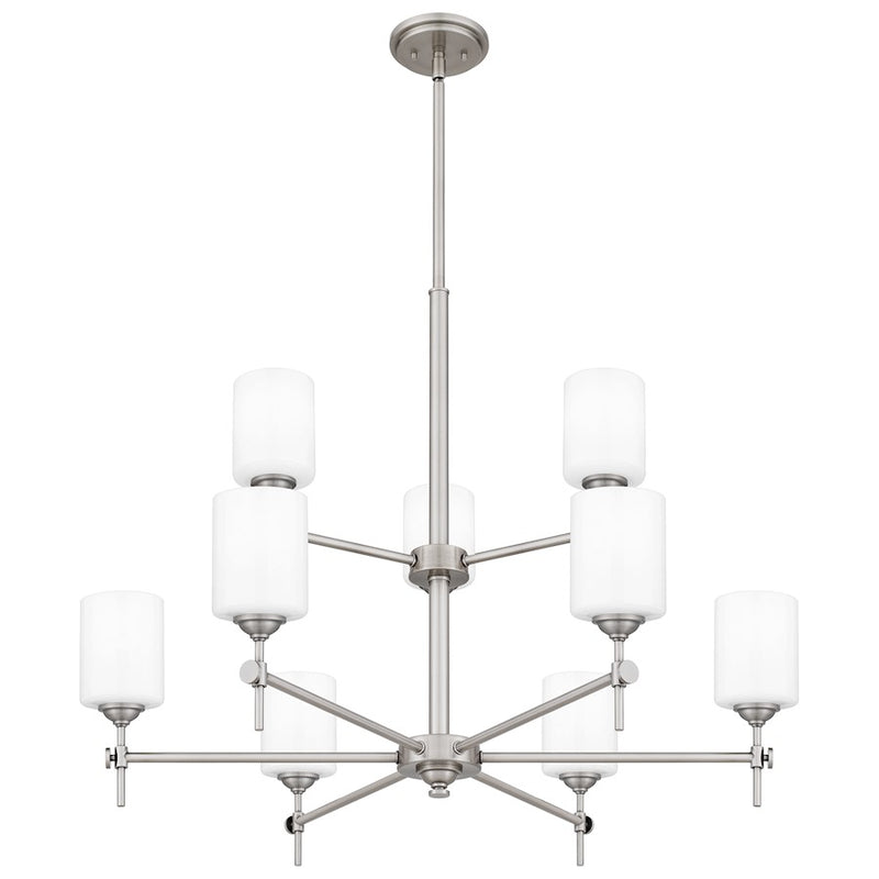 Quoizel Aria 9 Light Chandelier, Antique Polished Nickel/Opal