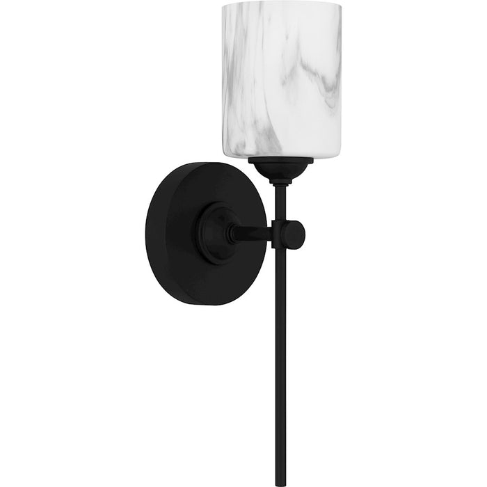 Quoizel Aria 1 Light Bath Light, Matte Black/Marble Glass