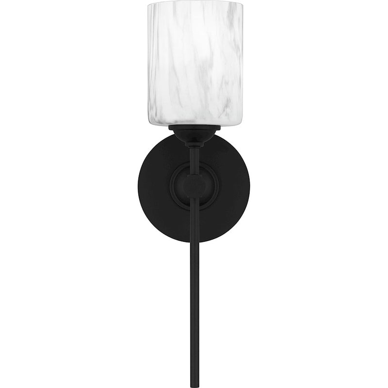 Quoizel Aria 1 Light Bath Light, Matte Black/Marble Glass