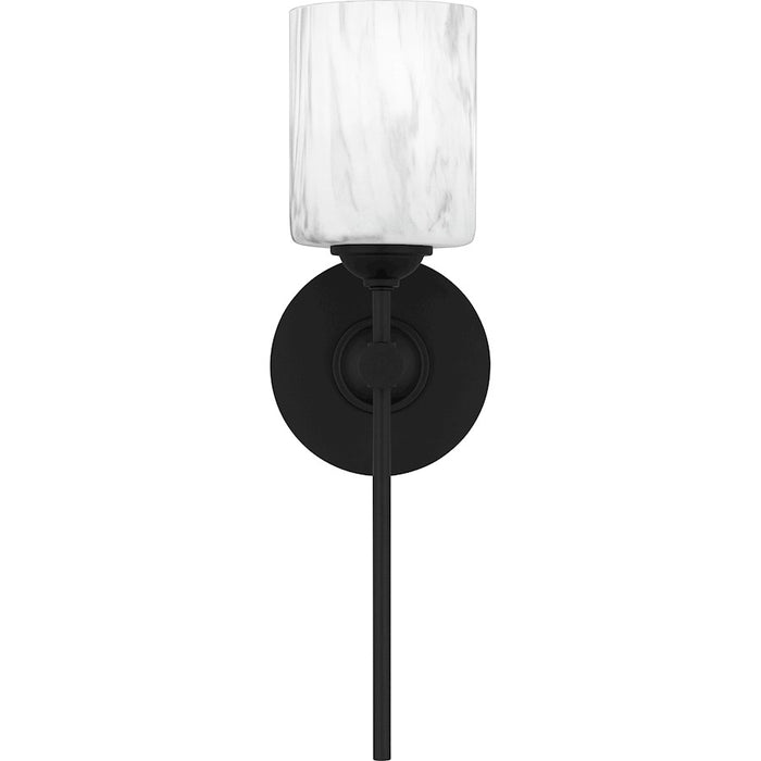 Quoizel Aria 1 Light Bath Light, Matte Black/Marble Glass