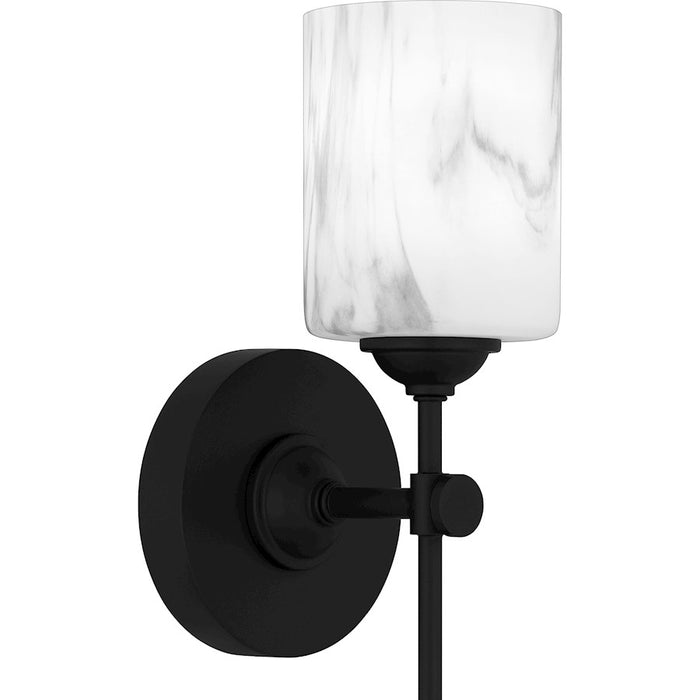 Quoizel Aria 1 Light Bath Light, Matte Black/Marble Glass